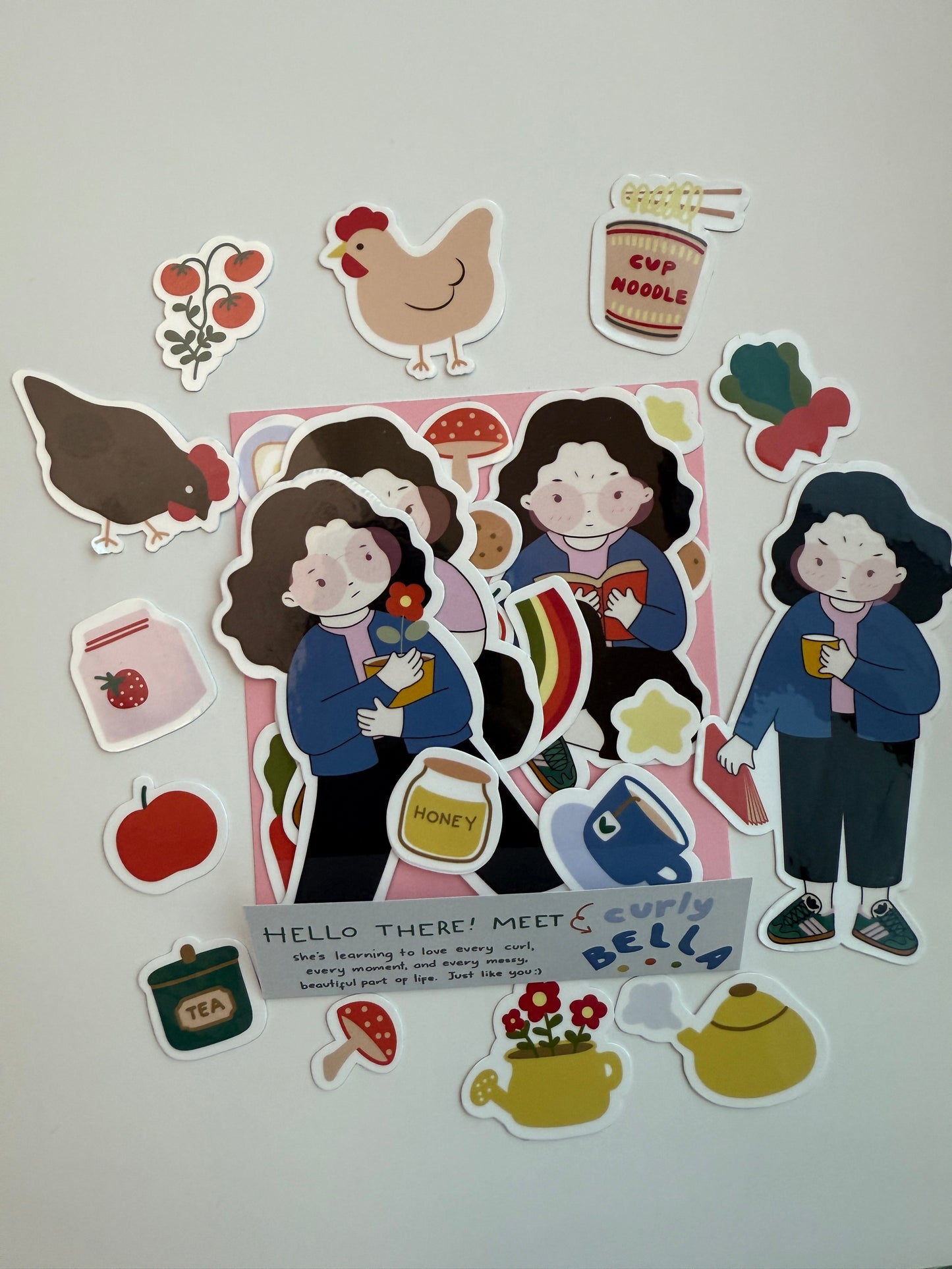 Curly Bella – Die-Cut Sticker Set | Waterproof & Weatherproof