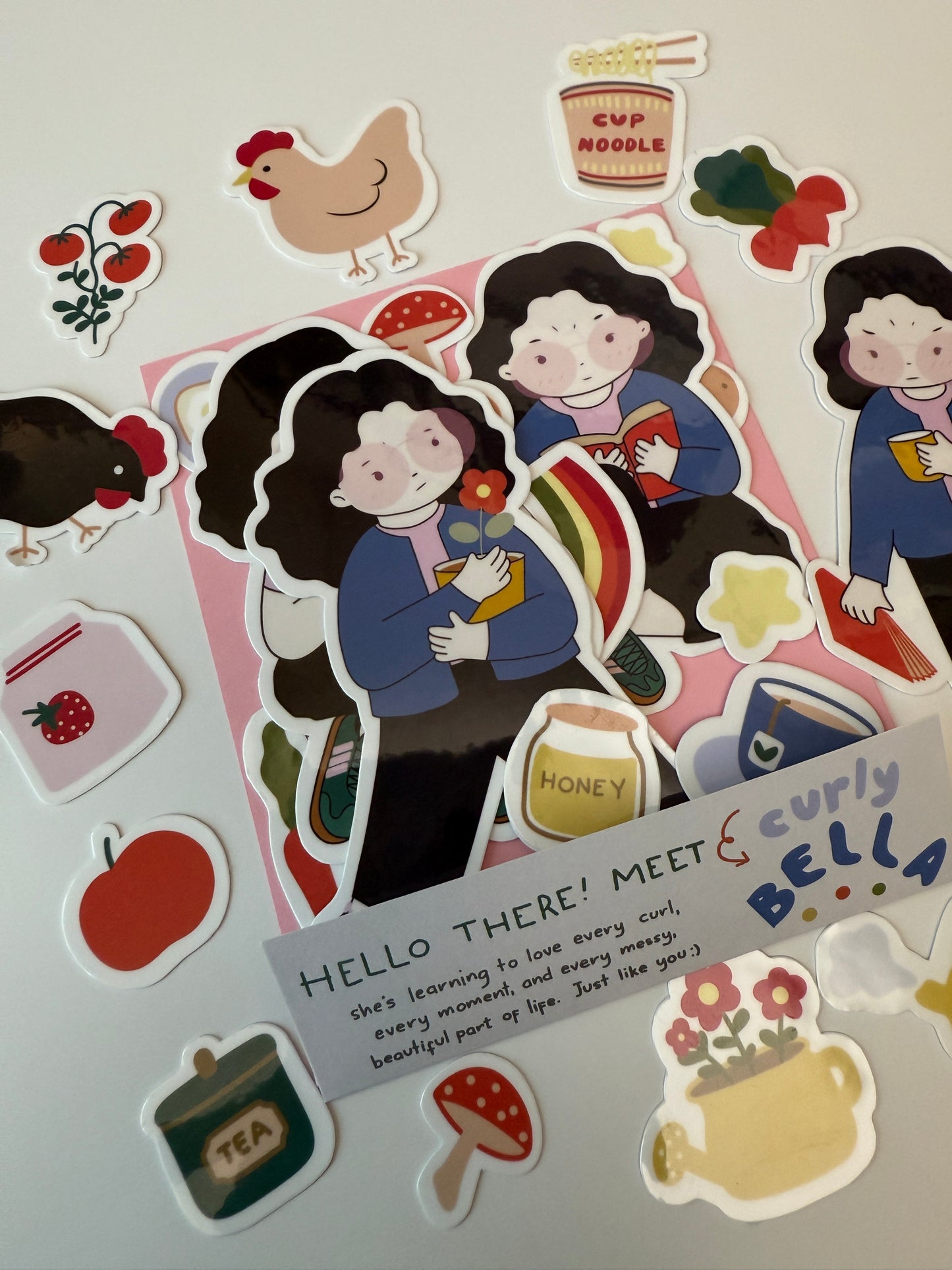 Curly Bella – Die-Cut Sticker Set | Waterproof & Weatherproof