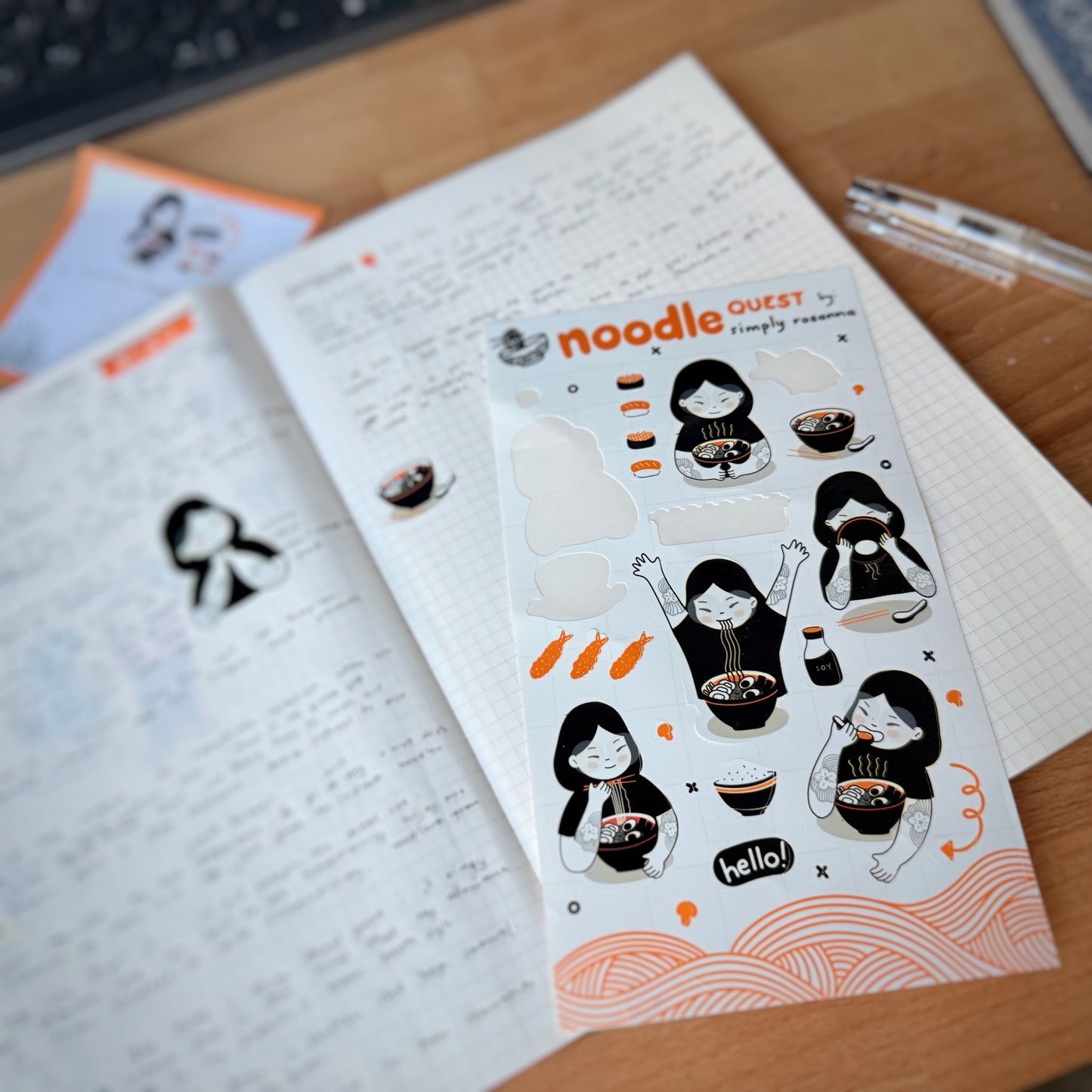Noodle Quest Vinyl Sticker Sheet - White